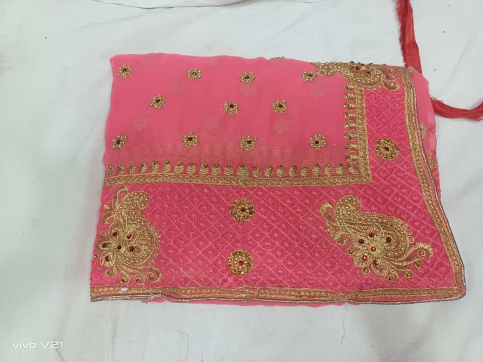 Saree heby Georgette weding sarees uploaded by Kritika fashion on 3/8/2022