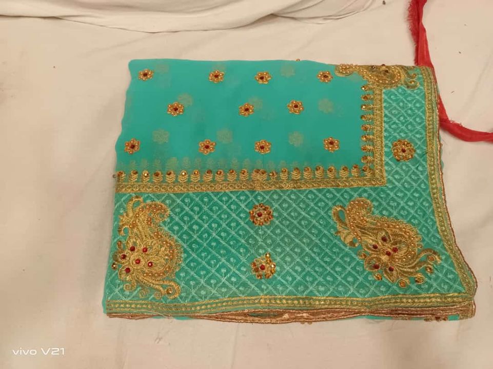 Saree heby Georgette weding sarees uploaded by Kritika fashion on 3/8/2022