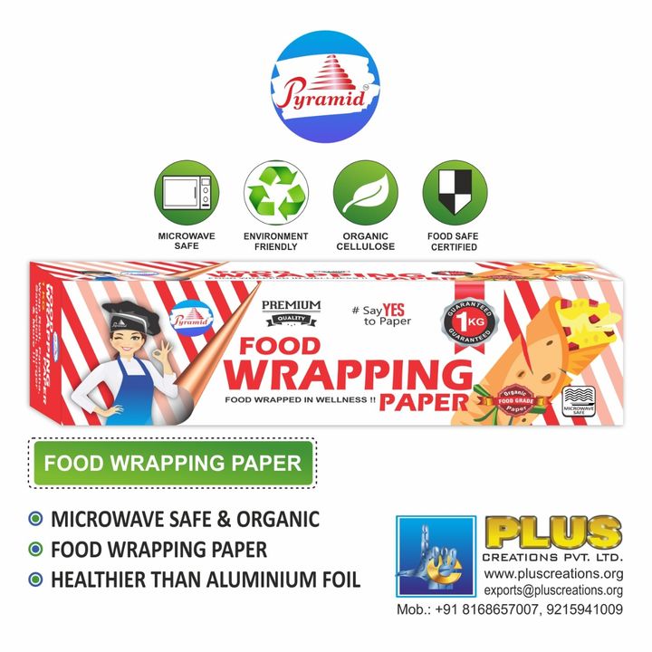 Food Wrapping Paper 1 kg, Roll with Cutter Blade, White with Orange Floral Print, Food Grade and Eco uploaded by Plus Creations Pvt Ltd on 3/10/2022