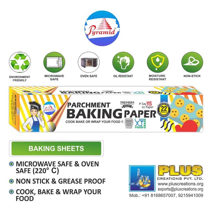 PYRAMID - Baking Parchment Paper for Cooking and Baking (11" x 22 mtrs)

 uploaded by Plus Creations Pvt Ltd on 3/10/2022