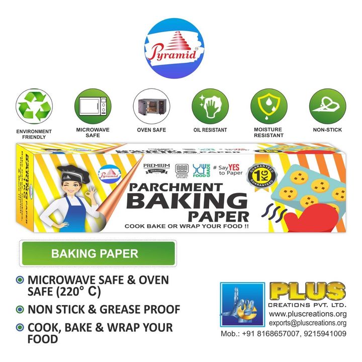 PYRAMID - Baking Parchment Paper for Cooking and Baking (11'' x 1 KG + 10% Extra)

 uploaded by Plus Creations Pvt Ltd on 3/10/2022