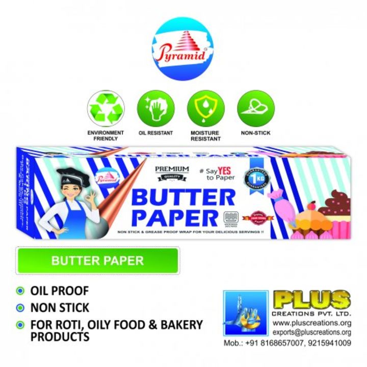 PYRAMID - Butter Paper 1 kg +10% Extra, White, Grease Proof, Healthy, Pack Butter, Cheese, Bakery It uploaded by Plus Creations Pvt Ltd on 3/10/2022