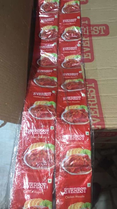 Post image Everest chicken and meat masala double chain available for bulk purchase. MDH Meat masala (single liner) also available for bulk purchases. 
Min order quantity: 2 boxOne box: 1200 pcsMRP: Rs 5.
Interested for purchase what's app - 6371540779