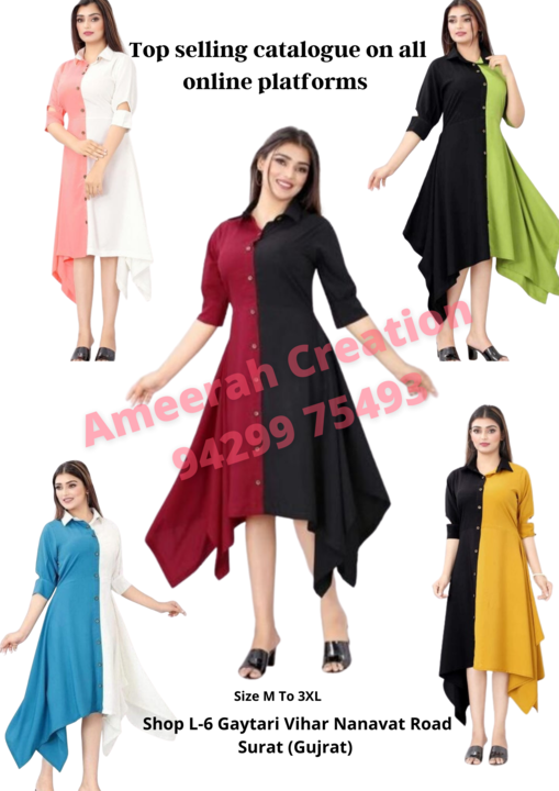 Half Half Crepe Kurti  uploaded by business on 3/11/2022