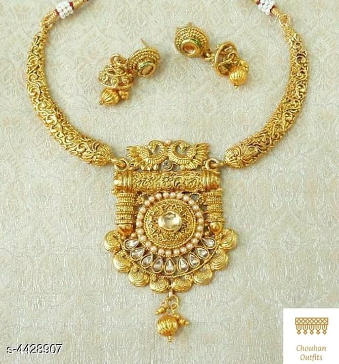 Post image Women's Alloy Gold Plated Jewellery Set
Base Metal: Alloy
Plating: Gold Plated
Stone Type: Artificial Stones
Type: Necklace and Earrings
price 399/-
free shipping 
whatsapp 8437546111
chouhan jewellery hub 
(A complete Artificial jewellery store)