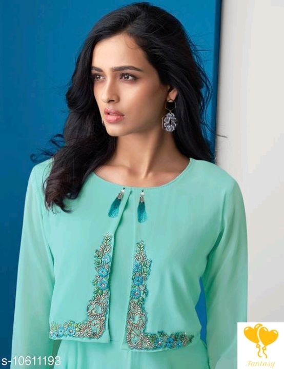 Georgette flared kurta with Ethnic Motif Embroidery uploaded by YaRi_Women's-Fashion on 3/11/2022