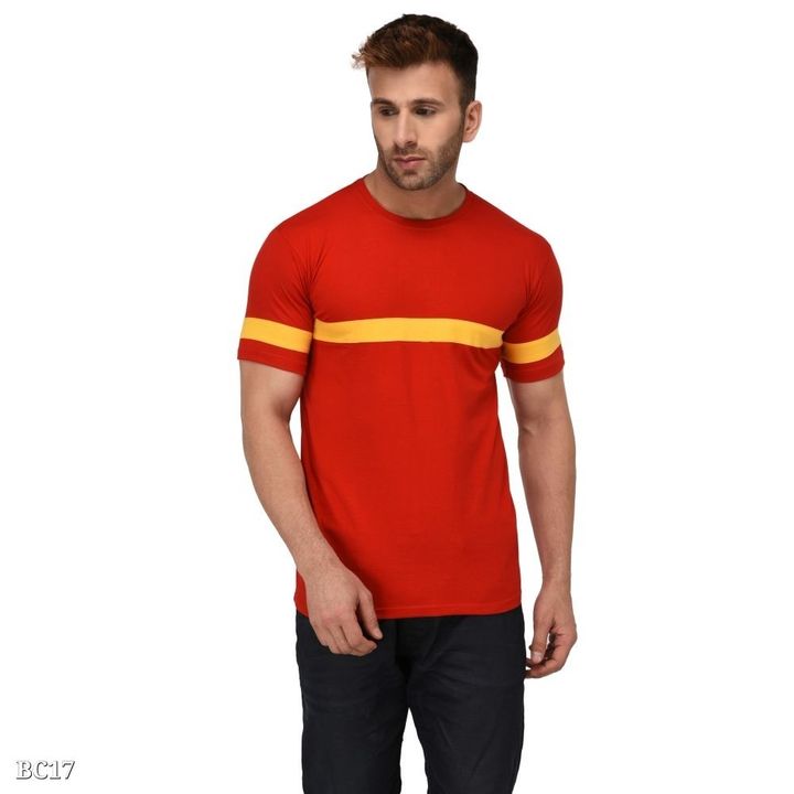 Round neck red step yellow half sleeves  uploaded by business on 3/12/2022