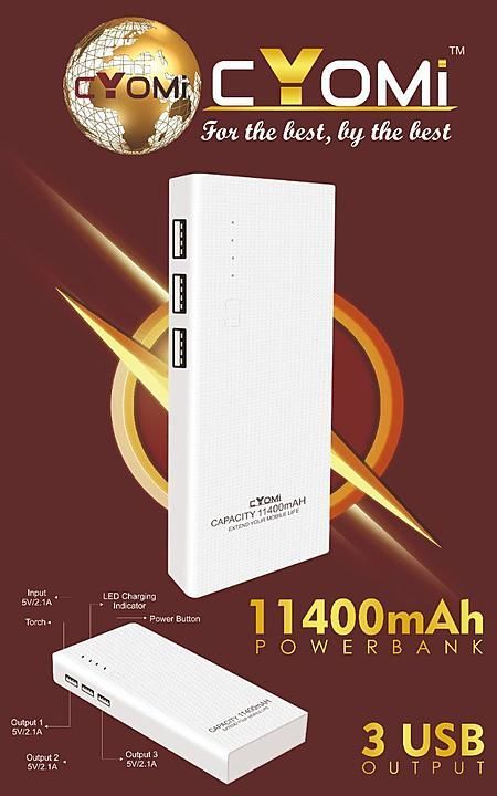 Cyomi Cy791 Powerbank 11400mAh  uploaded by AHINSA TRADERS on 10/13/2020