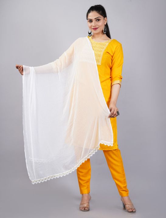 Kurti with pant and dupatta set uploaded by Indian shopping hub on 3/13/2022