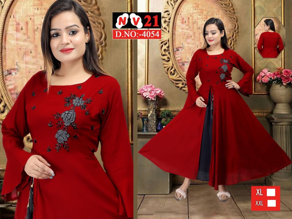 Post image Kurti reyon embrodry work with flower reyon fabric in soft
