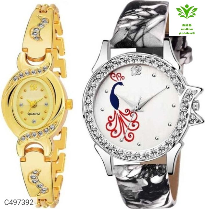 Women Stylish Stainless Steel & Leather Watch uploaded by Riya business on 3/13/2022