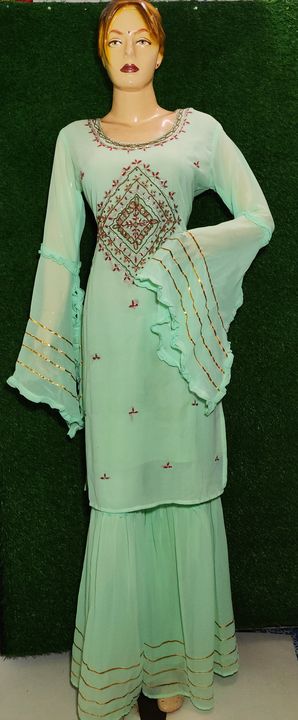 Party wear sharara suit uploaded by Siddhi vinayak collection on 3/14/2022