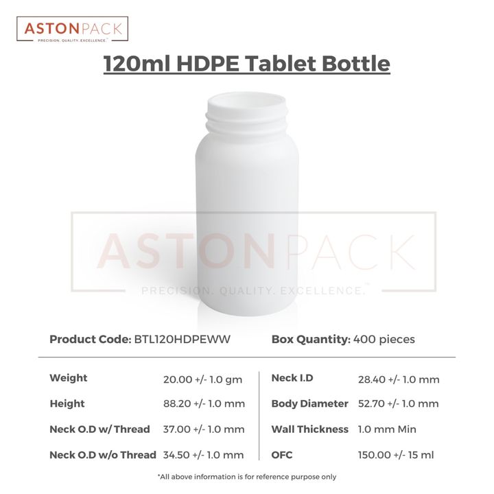 Post image 1200ml White HDPE Round Tablet Storage Bottle

- Ready Stock Available
- MOQ starts from just 1 box
- Call now to get samples

📞 +91 87991 43746
📞 +91 91041 43746
📫 info@astonpack.co.in