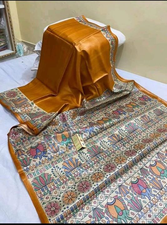 Post image Reseller wholesaler most welcome 🙏Best Quality 😍Madhubani handprint silk saree Pure silk sareeI'm manufacture of silk saree all types silk material available if you are interested in this saree so plz contact me 7061646391
