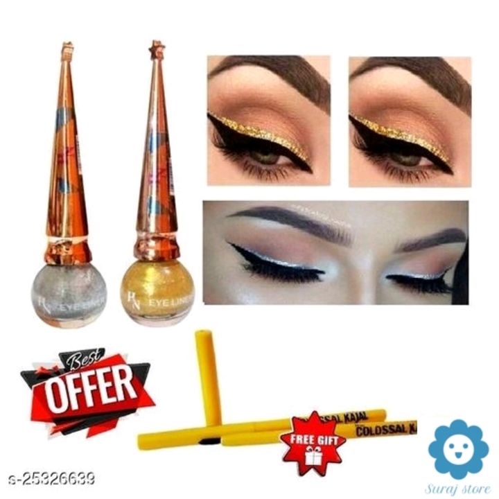 Post image h&amp;n silver eye liner pack of 1+h&amp;n golden eyeliner pack of 1+colossal kajal pack of 2Name: h&amp;n silver eye liner pack of 1+h&amp;n golden eyeliner pack of 1+colossal kajal pack of 2Product Name: h&amp;n silver eye liner pack of 1+h&amp;n golden eyeliner pack of 1+colossal kajal pack of 2Brand Name: OthersShade: BlackType: LiquidMultipack: 2Add On: Kajal
Check my latest product contact no 6203215101