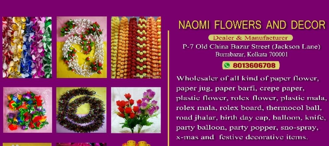 Visiting card store images of Naomi Flowers and Decore