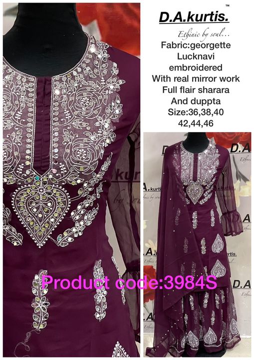 Lakhnavi Embroidered kurti  uploaded by Anam collection on 3/15/2022