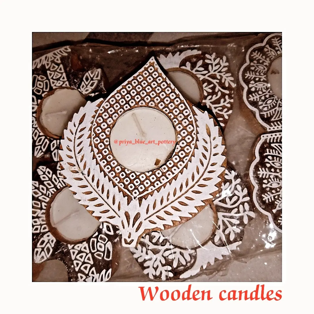 Wooden candles uploaded by Priya blue art pottery on 3/15/2022