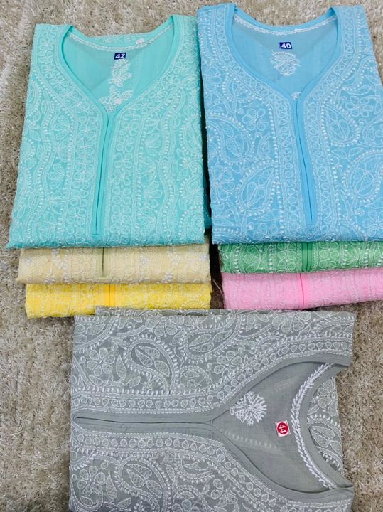 Post image 💐Teri voil  Cotton jaal fancy kurti  👌
👉 Fabric = Teri voil cotton 👉length = 46 above 👉 size = 38 to 46