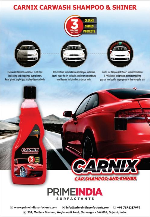 Carnix car shampoo and shiner uploaded by Prime India Surfactants on 3/15/2022