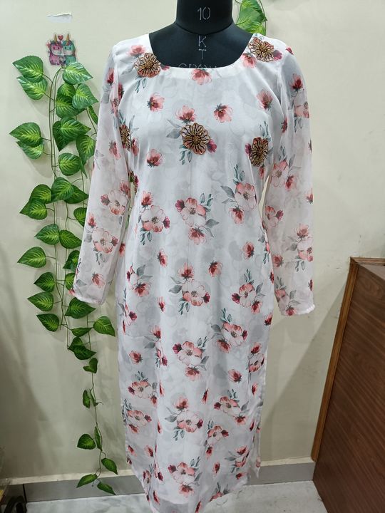 Georgette hand work kurthi uploaded by business on 3/15/2022