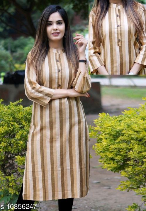 Catalog Name:*Women Khadi Cotton Straight Stripe Kurti*
Fabric: Khadi Cotton
Sleeve Length: Three-Qu uploaded by Echo Field on 3/15/2022
