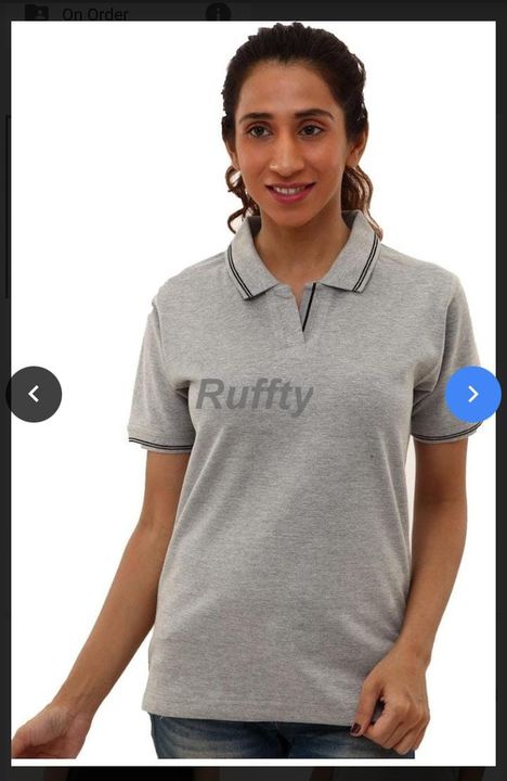 Post image I want 10 pieces of Grey color Ladies collar Tshirt .