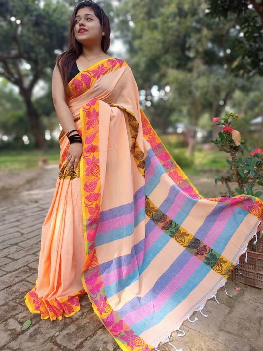 3 par cotton sari uploaded by business on 3/16/2022