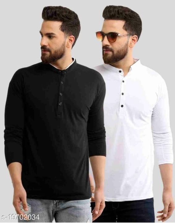 Post image Vihaan Fashion men's trendy mndarin collar cotton t-shirtName: Vihaan Fashion men's trendy mndarin collar cotton t-shirtFabric: CottonSleeve Length: Short SleevesPattern: SolidMultipack: 3Sizes:M (Chest Size: 38 in, Length Size: 25 in) L (Chest Size: 40 in, Length Size: 26 in) XL (Chest Size: 42 in, Length Size: 27 in) 
Country of Origin: India.   Price 650