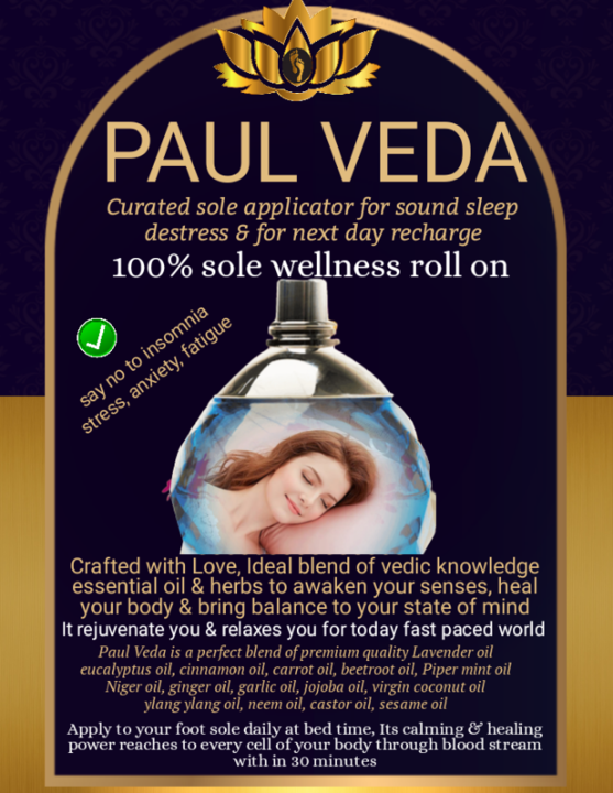 Paul Veda: Curated sole applicator for sound sleep, distress & for next day recharge  uploaded by business on 3/16/2022