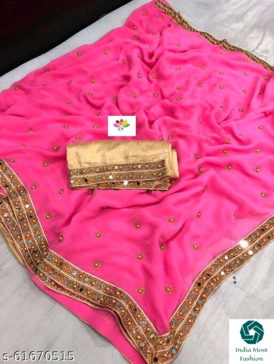 Catalog Name:*Aagyeyi Fashionable Sarees* Saree Fabric: Georgette Blouse: Separate Blouse Piece Blou uploaded by business on 3/17/2022