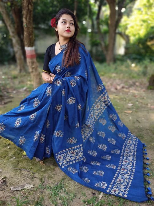 Khadi Organic Print Saree With BP uploaded by business on 3/18/2022