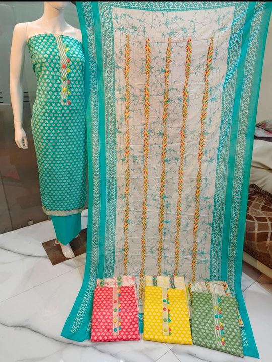 Post image Cotton to cotton dress material 
Duppata work