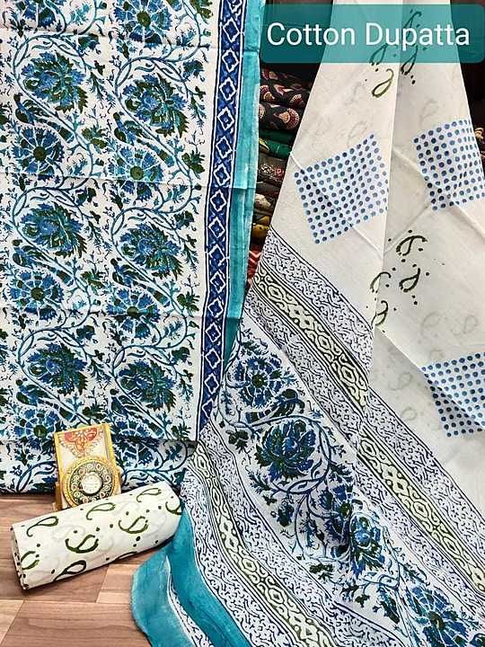 Unstitched Hand block Printed suit with chiffon dupatta uploaded by Hometrade India on 10/14/2020