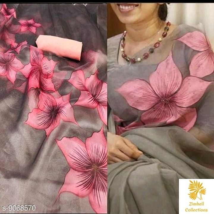 Organza sarees with dupion silk blouse  uploaded by Zimbell collections on 10/14/2020