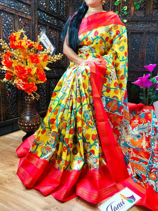 Post image 🎊 *TANVI* princess choice..
😍 *WOW!! ONE MORE WONDERFUL COLLECTION FOR FESTIVE SEASON ..*
❣️ Wow!! Trendly colors soft Mysore silk sarees with contrast nice gadwal pattu border..
🏵️ All-over nice kalamkari design ...
🏵️Contrast rich pallu with nice tessels...
🏵️Contrast digital printed blouse with same border..
💰💰 *Price 1850
🎤 *Must try this saree to make our festival something special*🥰