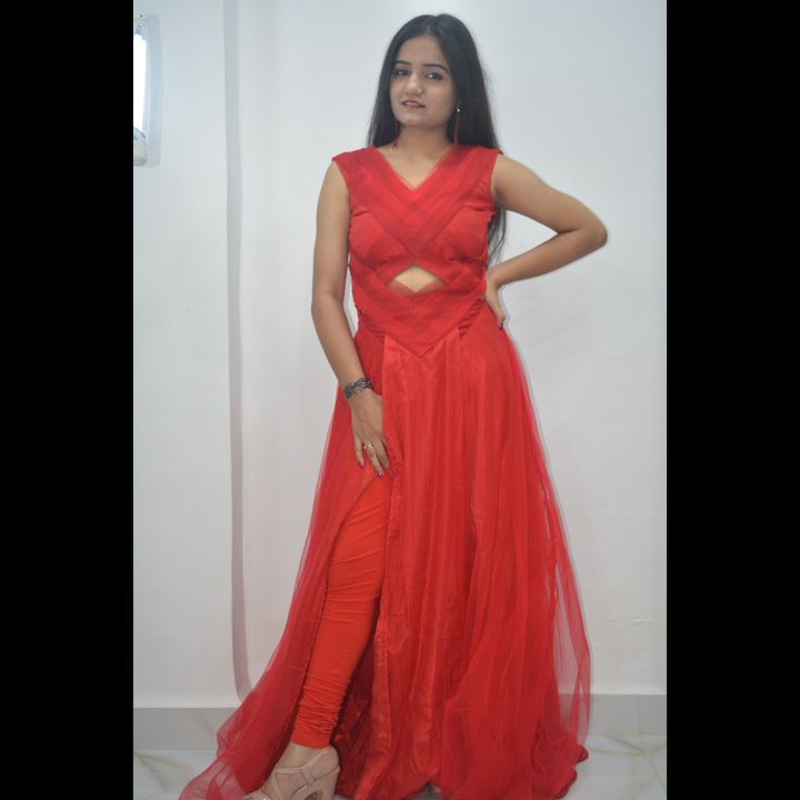 Post image Red one piece party wear gown available in all sizes at wholesale and retail price