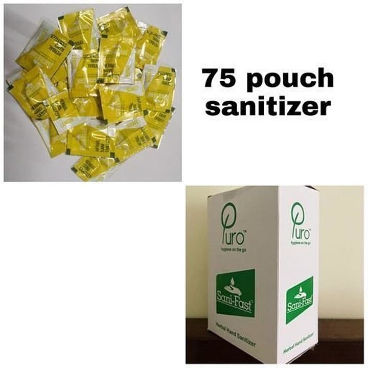 Post image Puro Herbal Hand Sanitizer Sachet 
Product Name:  Puro Herbal Hand Sanitizer Sachet
Brand: Puro Herbal
Product Type: Hand Sanitizer
Capacity: 1 ml Each 
Multipack: Pack Of 75 Sachet
Sizes Available - Free Size
₹230