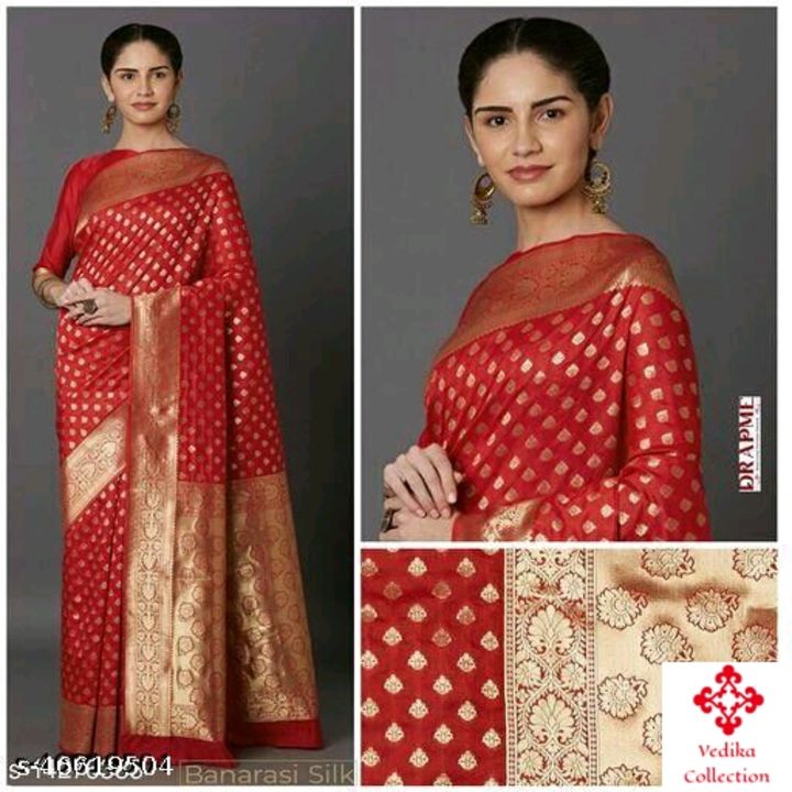 Post image Catalog Name:*Trendy Fabulous Sarees*Saree Fabric: Banarasi SilkBlouse: Separate Blouse PieceBlouse Fabric: Banarasi SilkPattern: Zari WovenBlouse Pattern: Product DependentMultipack: SingleSizes: Free Size (Saree Length Size: 5.5 m, Blouse Length Size: 0.8 m) 
Dispatch: 1 DayEasy Returns Available In Case Of Any Issue*Proof of Safe Delivery! Click to know on Safety Standards of Delivery Partners- https://ltl.sh/y_nZrAV3Rs. 699 Call me 7499514703 for order booking
