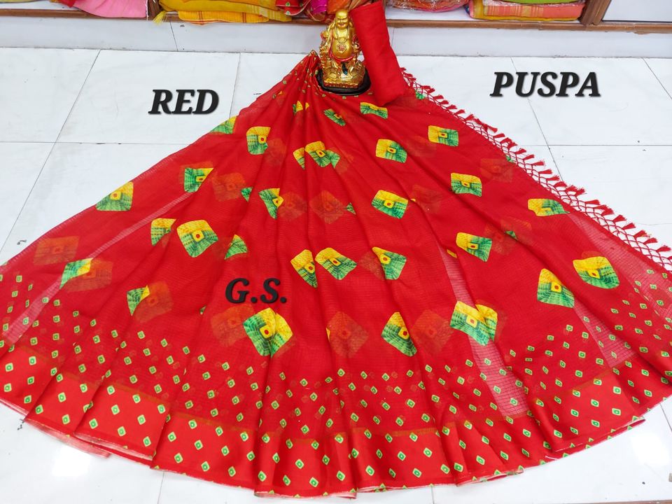 PUSPA SUMMER SPECIAL COTTON PRINTED SAREE uploaded by Ganesh Sarees on 3/20/2022