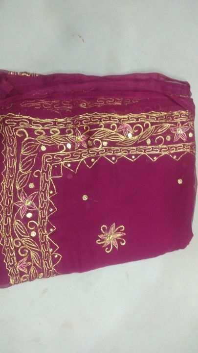 Post image We have manufacturing pure diamond chiphone original zari pittan work saree good quality good fabric
