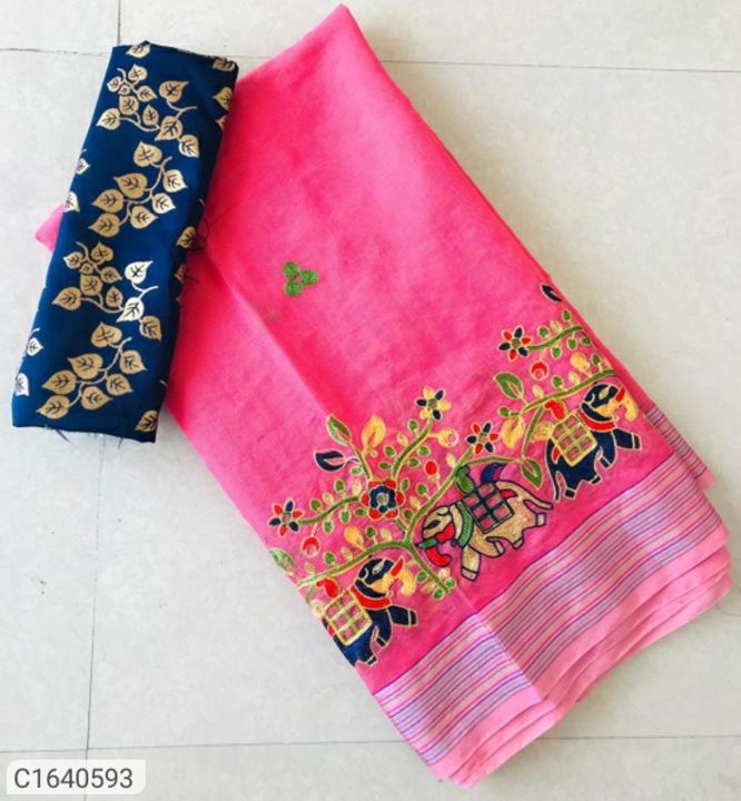 Catalog Name:* Trendy Embroidered Chanderi Silk Saree uploaded by Direct business apartment on 3/22/2022