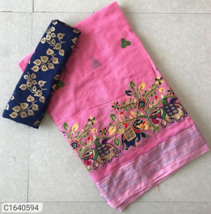 Catalog Name:* Trendy Embroidered Chanderi Silk Saree uploaded by business on 3/22/2022