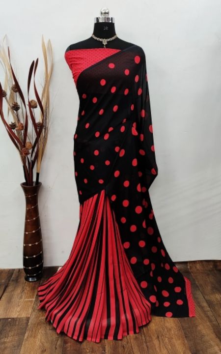 Polka Print Daily Wear Georgette Saree uploaded by Misti Fashion Collection on 3/22/2022