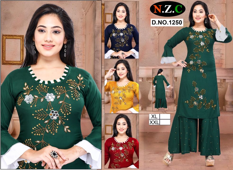 Rayon plain garara set hand work uploaded by New zaid collection on 3/22/2022
