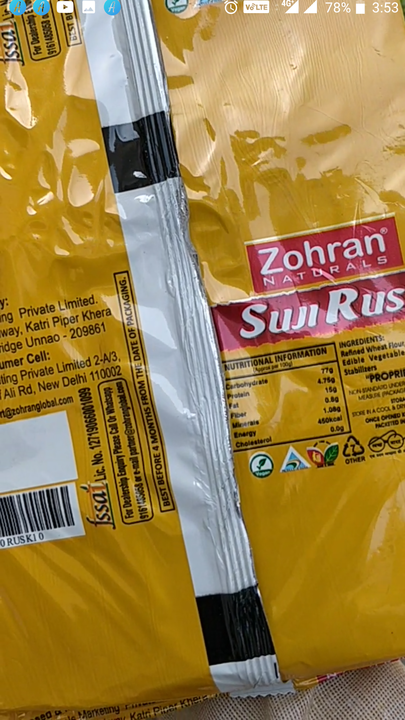 Zohran Special Elaichi Milk Rusk | MRP 30 | 36pcs Mota Rusk uploaded by Zohran Naturals Marketing Pvt Ltd on 3/22/2022