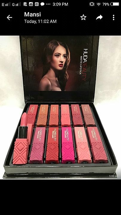 Huda beauty matte lipstick...best quality n long lasting..affordable price novratari offers limited uploaded by business on 10/15/2020