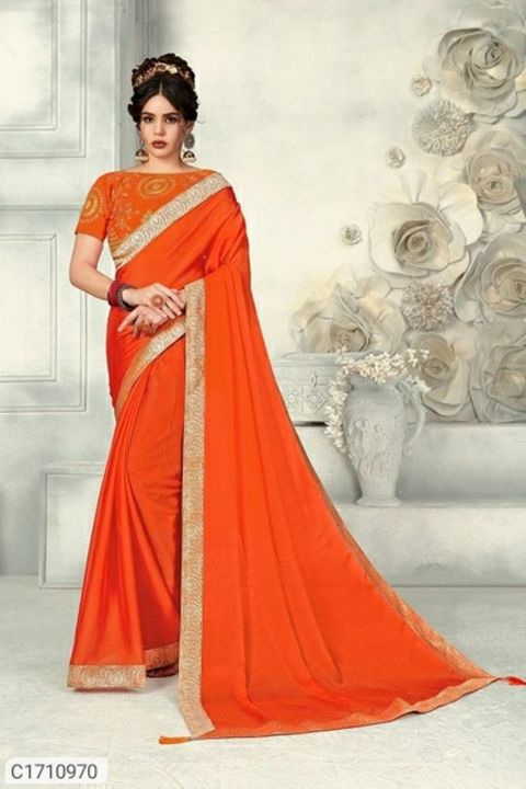 Product Name:* Varnam Latest Solid Chiffon Saree With Weaving Border  uploaded by business on 3/23/2022