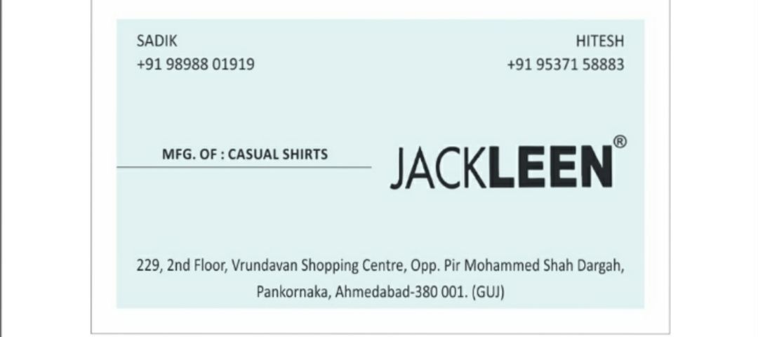 Visiting card store images of Jackleen