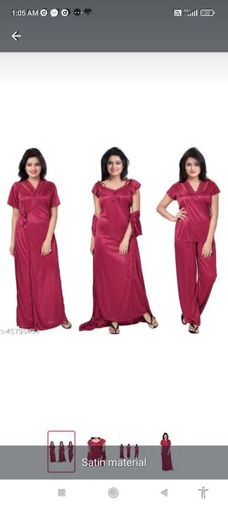 Satin night suit in 4 pcs  uploaded by AA collection on 3/23/2022